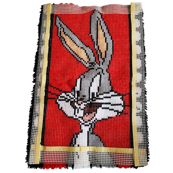 Vintage Bugs Bunny from Looney Tunes "Bugs on Film" Latch Hook Rug Handmade - Picture 2 of 5